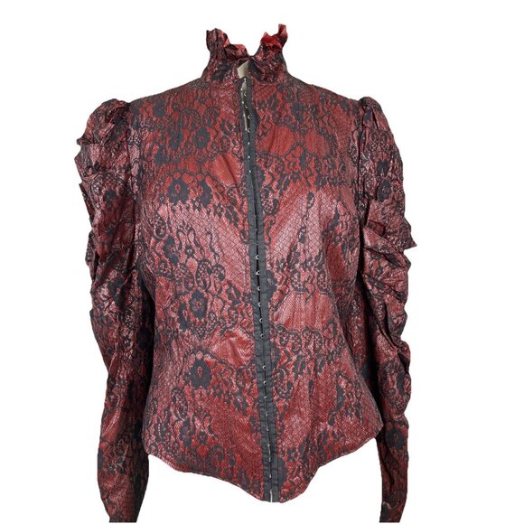 XL Vintage lip service vice Victorian Jacket Cyberpunk Goth Vampire Snake Print - Picture 1 of 5